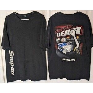 Snap-On Tools Shirt XL Get In Gear Racing Graphic Black T-Shirt M&O Gold Cotton